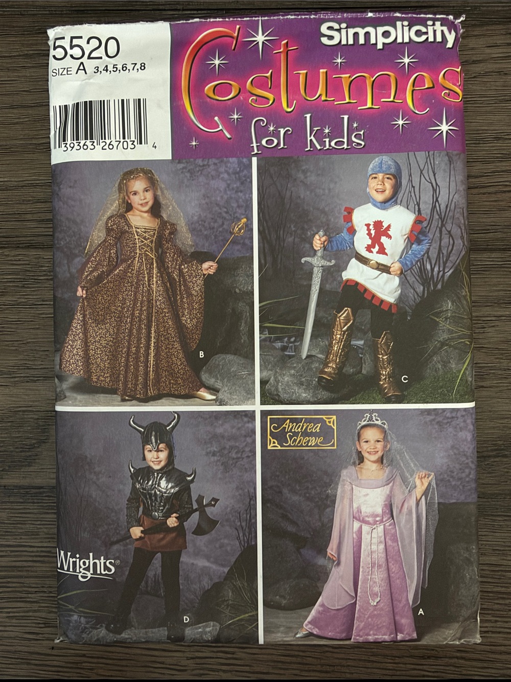 Simplicity 5520 Costumes for Kids Sewing Pattern ✨ Uncut Size 3-8